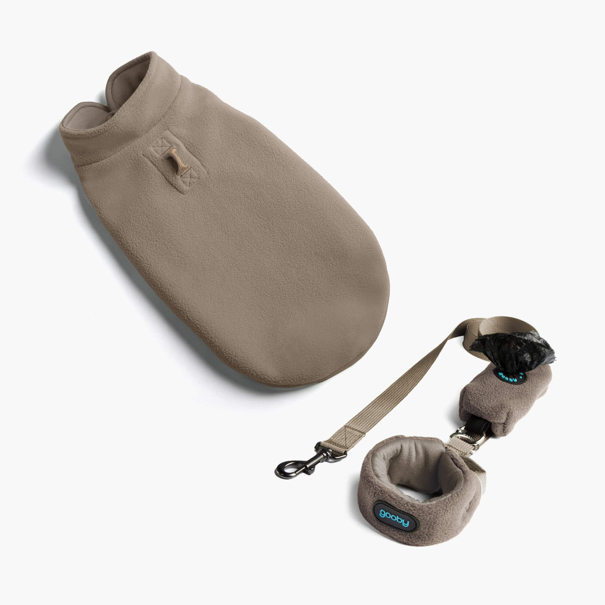Warm Gray fleece vest and matching leash set for dogs