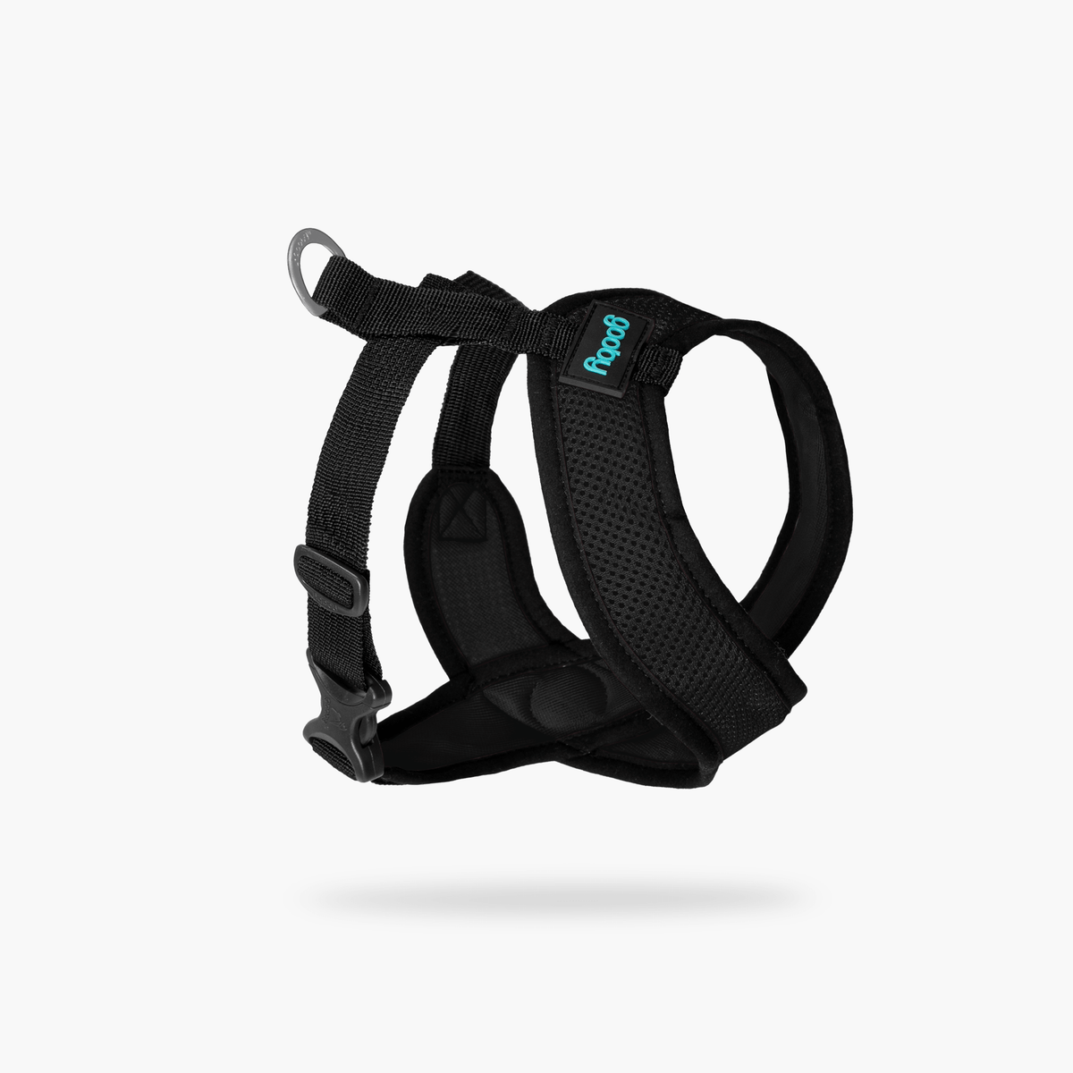 Black Comfort X harness shown at an angled view