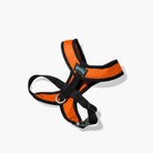 Orange Comfort X harness with black trim shown at an angle on a white background.