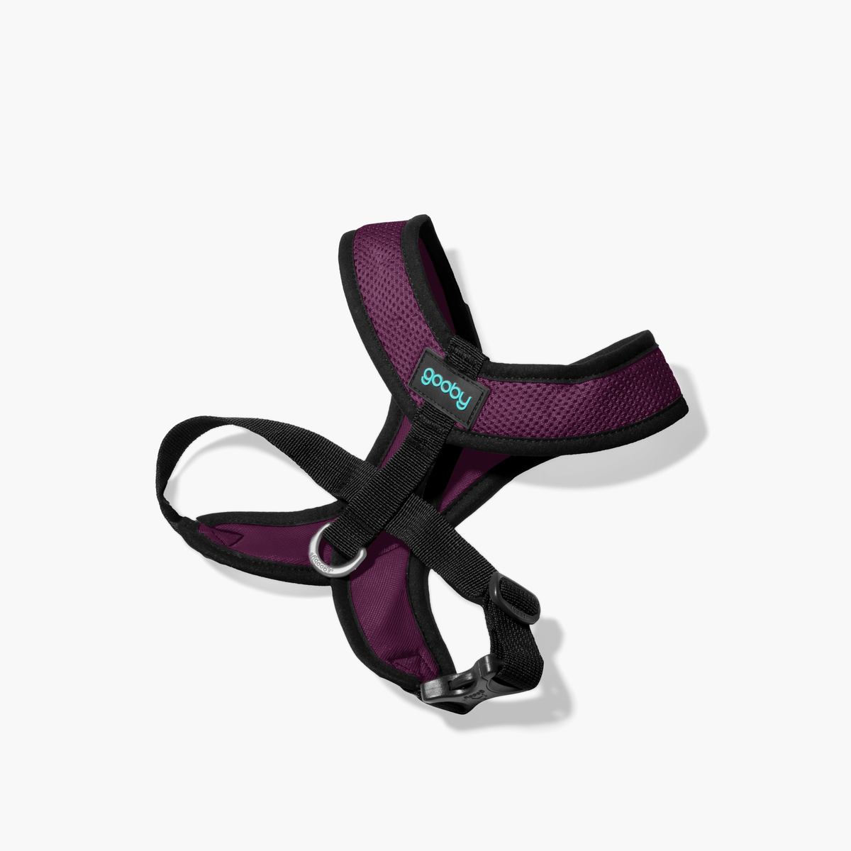 Purple Comfort X harness shown at an angle on a white background