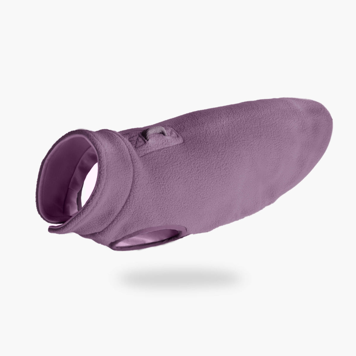 Lavender fleece vest shown at an angle