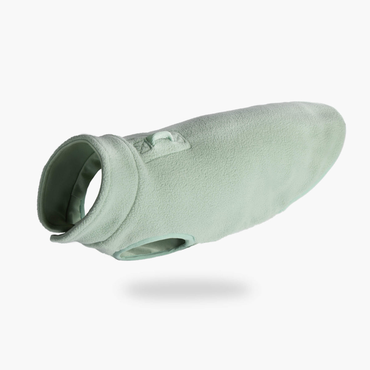 Mint fleece vest shown at an angled view