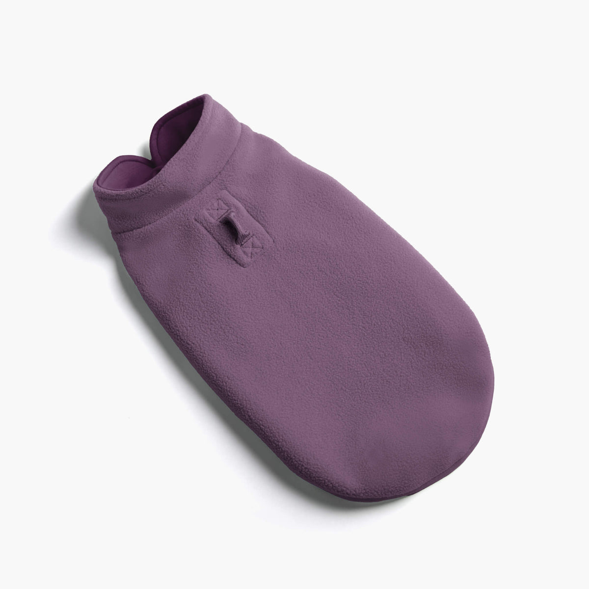 Lavender fleece vest shown at an angled view