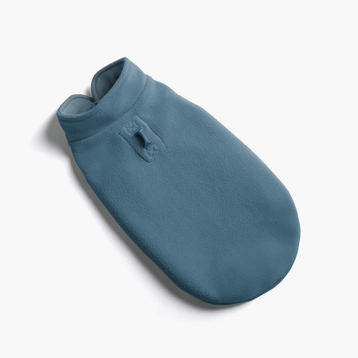 Steel blue fleece dog vest shown at an angle on a white background