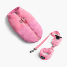 Baby pink sherpa puffer vest matching set with leash and harness