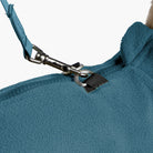 Close-up of the blue Zip Up Fleece Vest 2 matching set showing the fleece fabric, zipper, and leash clip