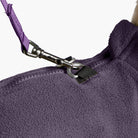 Close-up of the purple Zip Up Fleece Vest 2 matching set zipper and leash attachment
